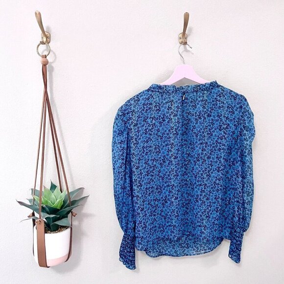 MISA Siena Top Cerulean Ditzy Blue Floral Long Sleeve Size S - Picture 9 of 9